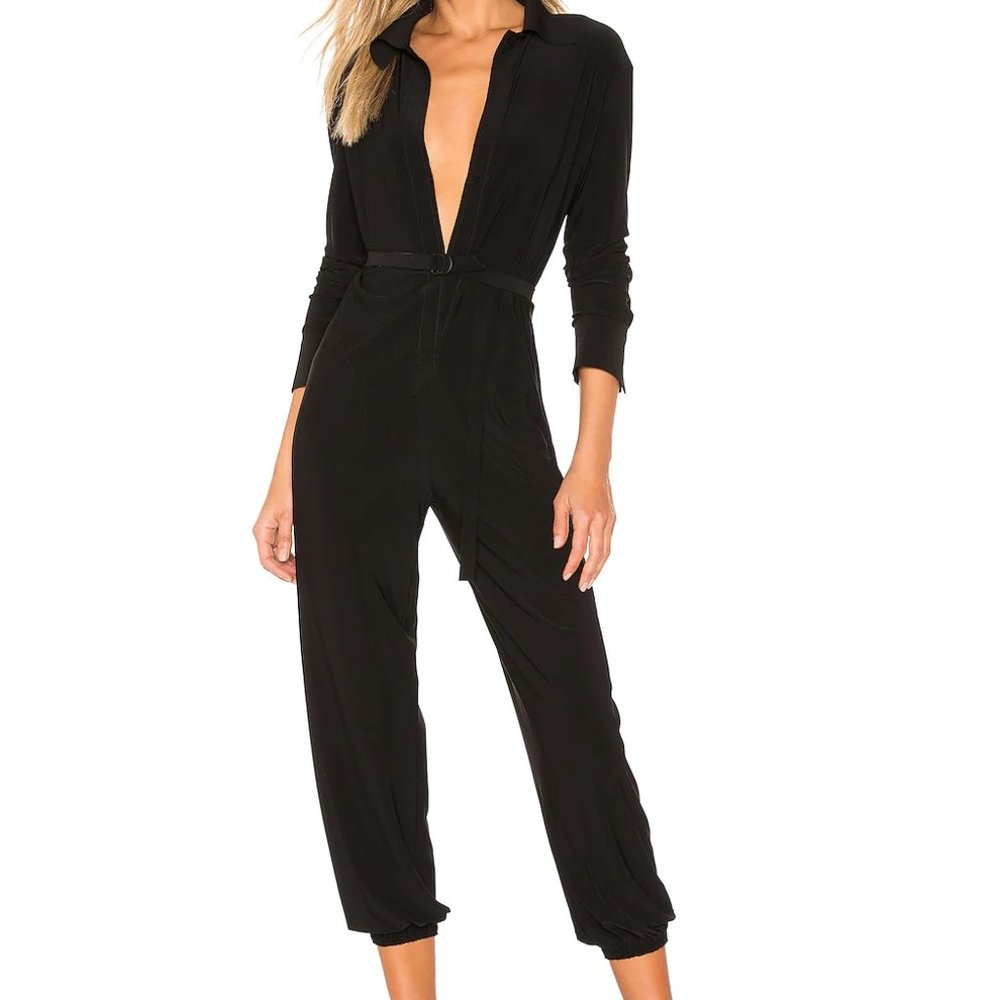 Norma Kamali Shirt Jog Jumpsuit in Black (S) NWT